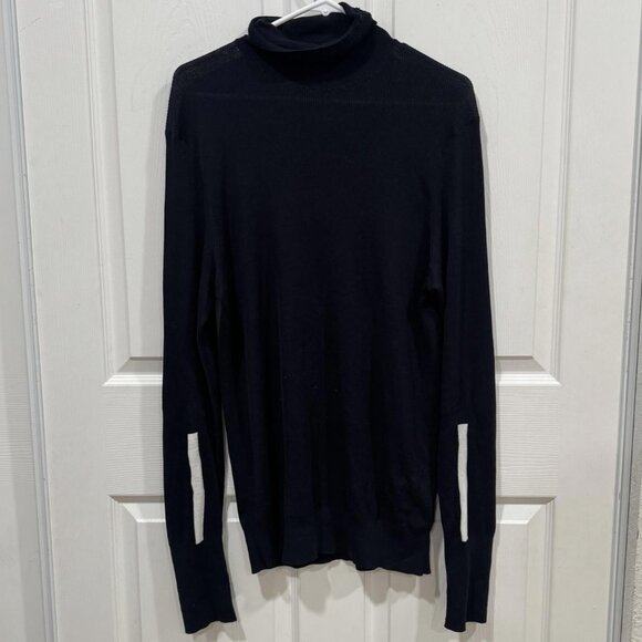 Neil Barrett Slim Turtle Neck Stripe Sleeves Knitwear Top Sweater Cotton Rib XXL